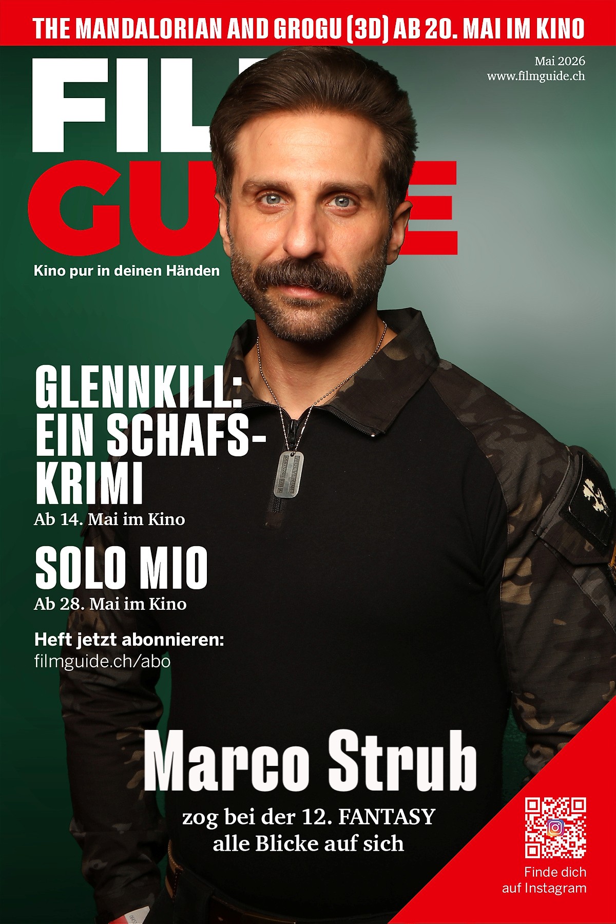 Marco Strub auf einem Filmguide Cover als Persönlichkeit vor der Kamera